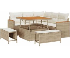 Lauko baldų komplektas Sodo Sofų Rinkinys 8 pcs Smėlio poliratanas