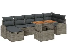 Lauko baldų komplektas Sodo Sofų Rinkinys 8 pcs Pilka poliratanas