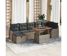 Lauko baldų komplektas Sodo Sofų Rinkinys su saugykla 8 pcs Pilka Poli ratanas