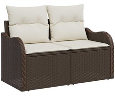 Lauko baldų komplektas Sodo Sofų Rinkinys su pagalve 8 pcs Ruda Poli ratanas