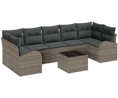 Sodo Sofų Rinkinys 8 pcs Pilka 289 x 124 x 69 cm poliratanas