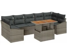 Sodo Sofų Rinkinys su saugykla 8 pcs Pilka