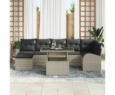 Sodo Sofų Rinkinys 8 vnt. Šviesiai pilka poliratanas