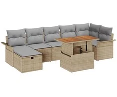 Lauko baldų komplektas Sodo Sofų Rinkinys su pagalve 8 pcs Smėlio poliratanas