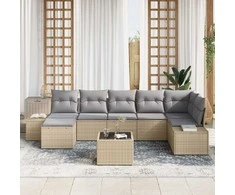 Lauko baldų komplektas Sodo Sofų Rinkinys su pagalve 7 pcs Smėlio poliratanas