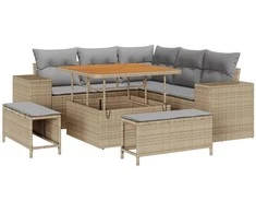 Lauko baldų komplektas Sodo Sofų Rinkinys su pagalve 8 pcs Smėlio poliratanas