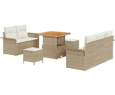 Sodo Sofų Rinkinys su pagalve 8 pcs Bežinė ir kreminė
