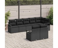 Lauko baldų komplektas Sofos komplektas 8 pcs Juoda poliratanas