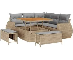 Sodo Sofų Rinkinys 8 pcs smėlio ir šviesiai pilkos spalvos