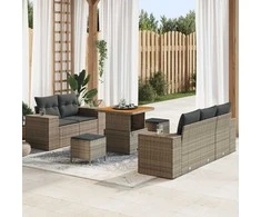 Sodo Sofų Rinkinys su pagalve 8 pcs Pilka Poli ratanas