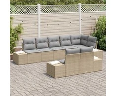 Sodo Sofų Rinkinys 8 pcs Bežinė ir šviesiai pilka Poli ratanas