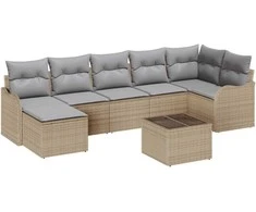 Sodo Sofų Rinkinys 8 pcs smėlio ir šviesiai pilkos spalvos