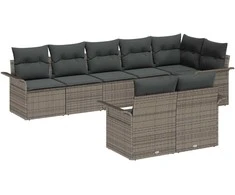 Lauko baldų komplektas Sodo Sofų Rinkinys su saugykla 8 pcs Pilka poliratanas