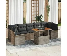 Sodo Sofų Rinkinys su pagalve 8 pcs Pilka