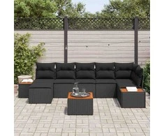 Lauko baldų komplektas Sodo Sofų Rinkinys su pagalve 8 pcs Juoda poliratanas