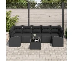 Sodo Sofų Rinkinys Juoda 55 x 55 x 37 cm poliratanas