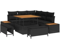 Lauko baldų komplektas Sodo Sofų Rinkinys 8 pcs Juoda poliratanas