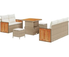 Sodo Sofų Rinkinys su pagalve 8 pcs Bežinė ir kreminė