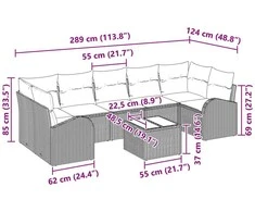 Sodo Sofų Rinkinys 8 pcs Bežinė ir pilka 289 x 124 x 69 cm