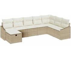 Lauko baldų komplektas Sodo Sofų Rinkinys su pagalve su saugykla 8 pcs poliratanas