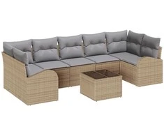 Sodo Sofų Rinkinys 8 pcs Bežinė ir pilka 289 x 124 x 69 cm