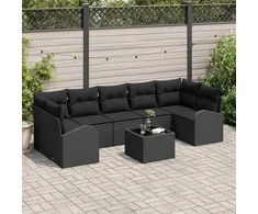 Sodo Sofų Rinkinys Juoda 55 x 55 x 37 cm poliratanas