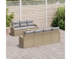 Sodo Sofų Rinkinys su pagalve su saugykla 8 pcs Bežinė ir pilka