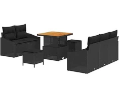 Sodo Sofų Rinkinys su pagalve 8 pcs Juoda poliratanas