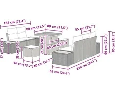 Lauko baldų komplektas Sodo Sofų Rinkinys 8 pcs Pilka poliratanas