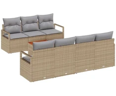 Lauko baldų komplektas Sodo Sofų Rinkinys su pagalve 8 pcs Smėlio poliratanas