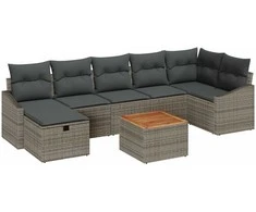 Lauko baldų komplektas Sodo Sofų Rinkinys su pagalve 8 pcs Pilka poliratanas