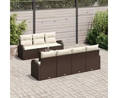 Sodo Sofų Rinkinys 8 pcs Ruda, kreminė 55 x 55 x 37 cm