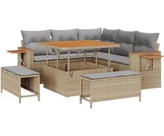 Sodo Sofų Rinkinys su pagalve 8 pcs Bežinė ir šviesiai pilka
