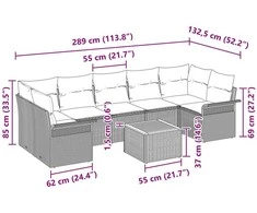 Sodo Sofų Rinkinys su saugykla 8 pcs Juoda poliratanas