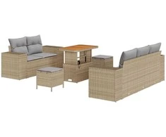 Sodo Sofų Rinkinys 8 pcs Bežinė ir šviesiai pilka Poli ratanas