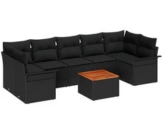 Sodo Sofų Rinkinys su saugykla 8 pcs Juoda poliratanas