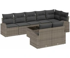 Sodo Sofų Rinkinys Pilka 55 x 55 x 37 cm poliratanas