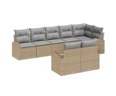 Lauko baldų komplektas Sodo Sofų Rinkinys 8 pcs Bežinė ir šviesiai pilka poliratanas
