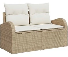 Lauko baldų komplektas Sodo Sofų Rinkinys su pagalve 8 pcs Bežinė ir balta poliratanas