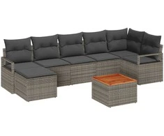 Lauko baldų komplektas Sodo Sofų Rinkinys su saugykla 8 pcs Pilka poliratanas