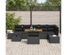 Lauko baldų komplektas Sodo Sofų Rinkinys su pagalve 8 pcs Juoda poliratanas