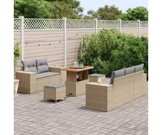 Lauko baldų komplektas Sodo Sofų Rinkinys 8 pcs Smėlio poliratanas