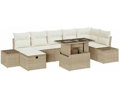 Lauko baldų komplektas Sodo Sofų Rinkinys 8 pcs Smėlio poliratanas
