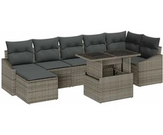 Sodo Sofų Rinkinys su pagalve su saugykla 8 pcs Pilka