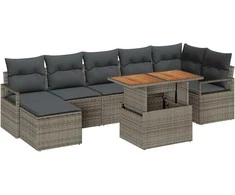 Lauko baldų komplektas Sodo Sofų Rinkinys su saugykla 8 pcs Pilka Poli ratanas