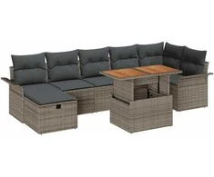 Lauko baldų komplektas Sodo Sofų Rinkinys 8 pcs Pilka poliratanas
