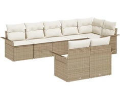 Lauko baldų komplektas Sodo Sofų Rinkinys su saugykla 8 pcs Smėlio poliratanas