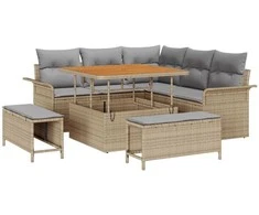 Sodo Sofų Rinkinys su pagalve 8 pcs Bežinė ir šviesiai pilka
