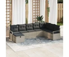 Lauko baldų komplektas Sofos komplektas su pagalve 6 pcs poliratanas