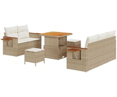 Sodo Sofų Rinkinys su pagalve 8 pcs Bežinė ir kreminė